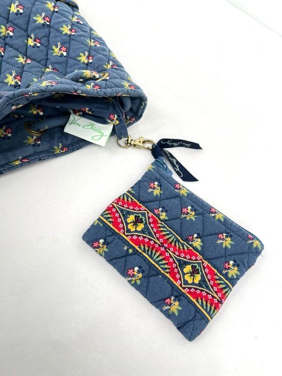 Vintage Vera Bradley Ditty Bag Provencal Blue Quilted Cotton Drawstring Backpack main image 6